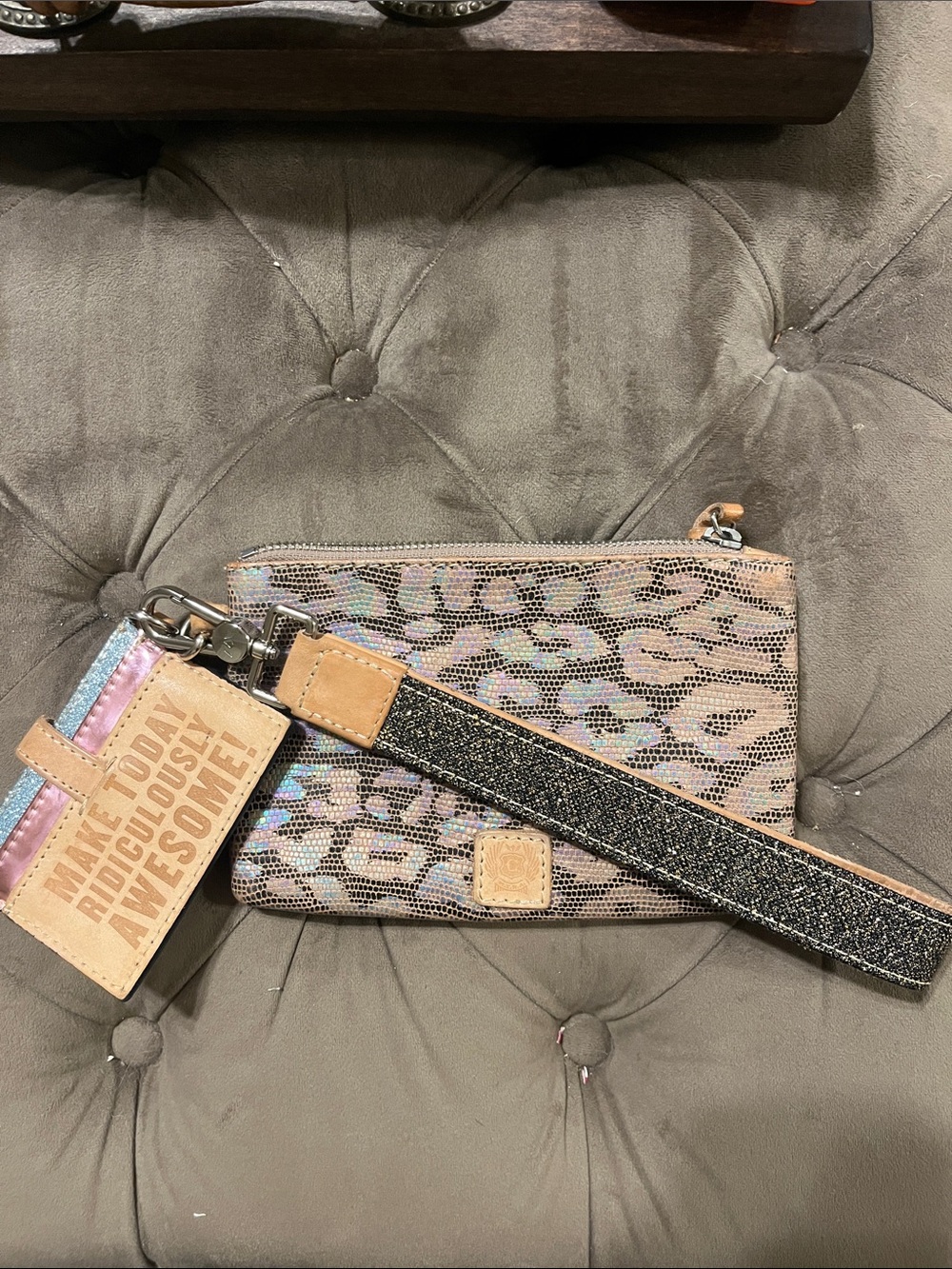 Consuela Combi Iridescent gold sparkly Wristlet Strap